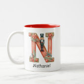 Personalized Nutcracker Monogram N Christmas Zweifarbige Tasse (Links)