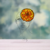 Personalized October Birth Flower Portrait Acrylschild (Neutral)