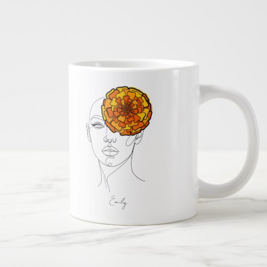 Personalized October Birth Flower Portrait Jumbo-Tasse (Rechts)