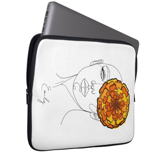 Personalized October Birth Flower Portrait Laptopschutzhülle (Vorne Rechts)