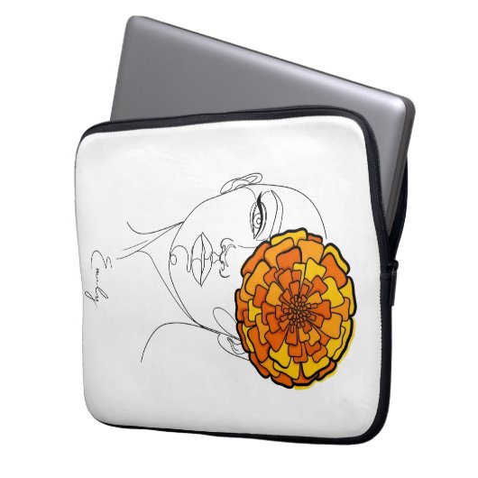 Personalized October Birth Flower Portrait Laptopschutzhülle (Vorderseite Links)