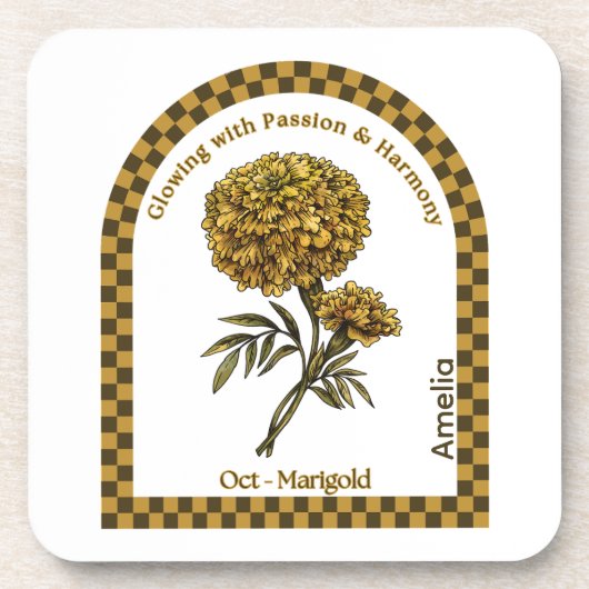 Personalized October Birth Month Flower Coaster Getränkeuntersetzer (Vorderseite)