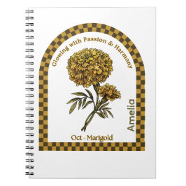 Personalized October Birth Month Flower Notebook Notizblock