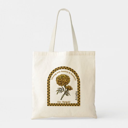 Personalized October Birth Month Flower Tote Bag Tragetasche (Rückseite)