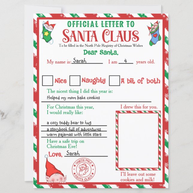 Personalized Official North Pole Letter to Santa (Vorderseite)