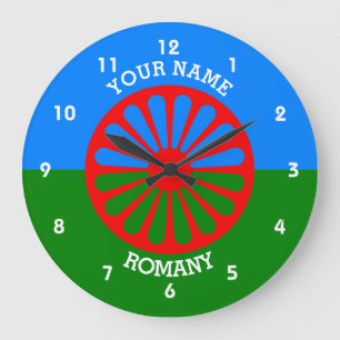 Personalized Official Romany gypsy travellers flag Große Wanduhr