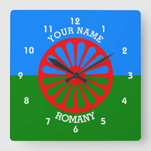 Personalized Official Romany gypsy travellers flag Quadratische Wanduhr (Vorderseite)