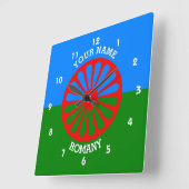 Personalized Official Romany gypsy travellers flag Quadratische Wanduhr (Winkel)