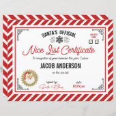 Personalized Official Santa Nice List Certificate (Vorne/Hinten)