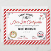 Personalized Official Santa Nice List Certificate (Vorderseite)