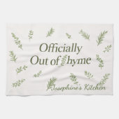 Personalized Officially Out of Thyme Funny Kitchen Geschirrtuch (Horizontal)