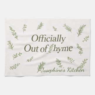 Personalized Officially Out of Thyme Funny Kitchen Geschirrtuch