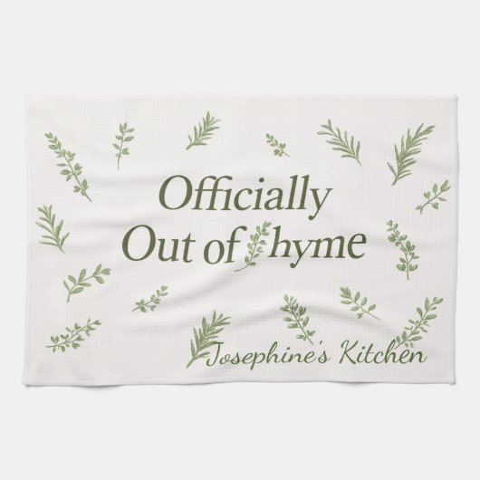 Personalized Officially Out of Thyme Funny Kitchen Geschirrtuch (Horizontal)