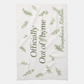 Personalized Officially Out of Thyme Funny Kitchen Geschirrtuch (Vertikal)