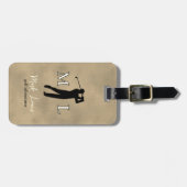 Personalized old-brown monogram golfer  gepäckanhänger (Vorderseite horizontal)