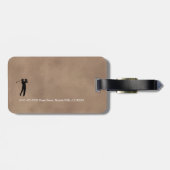 Personalized old-brown monogram golfer  gepäckanhänger (Rückseite horizontal)