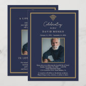 Personalized Old Money Navy Blue Funeral  Einladung (Vorne/Hinten)