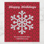 Personalized Old World Christmas Red Snowflake Weinetikett (Einzelnes Label)
