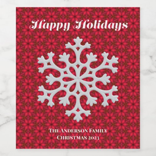 Personalized Old World Christmas Red Snowflake Weinetikett (Einzelnes Label)