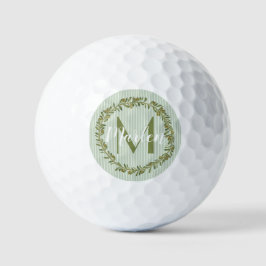 Personalized Olive Wreath Monogram Golfball