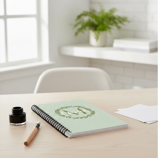 Personalized Olive Wreath Monogram  Notizblock