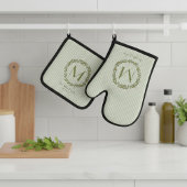 Personalized Olive Wreath Monogram  Ofenhandschuh & Topflappen-Set