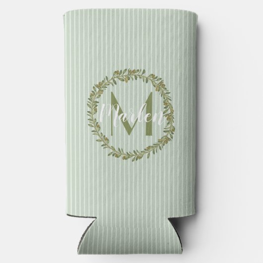Personalized Olive Wreath Monogram Selters Dosenkühler (Rückseite)