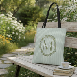 Personalized Olive Wreath Monogram Tote Bag Tasche