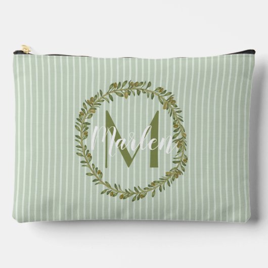 Personalized Olive Wreath Monogram Zubehörtasche (Vorderseite)