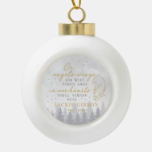 Personalized On Angels Wings Keramik Kugel-Ornament (Vorderseite)