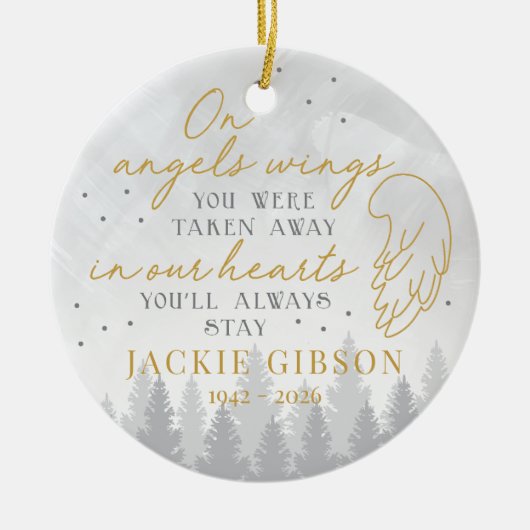 Personalized On Angels Wings Keramik Ornament (Vorne)
