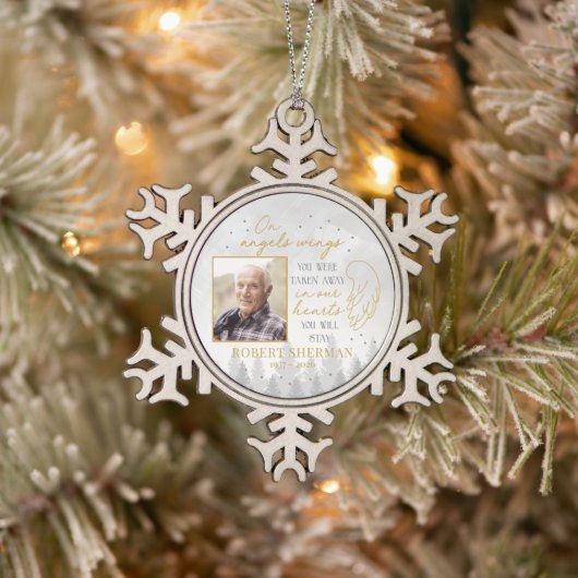Personalized On Angels Wings Photo Ornament (Baum)