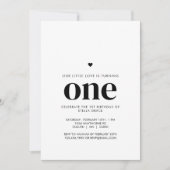 Personalized One Heart First Birthday Einladung (Vorderseite)