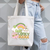 Personalized One Lucky Mama Groovy Rainbow Tragetasche