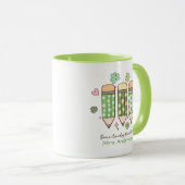 Personalized One Lucky Teacher Retro Pencil Tasse (VorderseiteRechts)