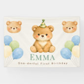 Personalized Onederful Bear First Birthday Banner (Horizontal)