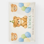 Personalized Onederful Bear First Birthday Banner (Vertikal)