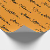 Personalized Orange and Black Happy Halloween Geschenkpapier (Ecke)