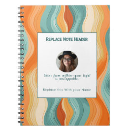 Personalized Orange and Teal Wave Patterned  Notizblock