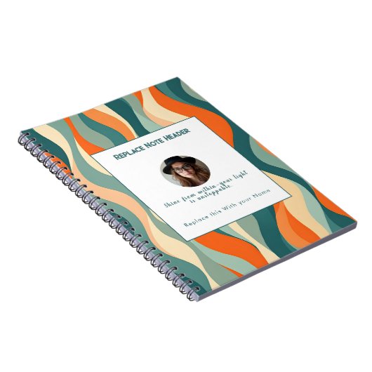 Personalized Orange and Teal Wave Patterned Notizblock (Rechte Seite)