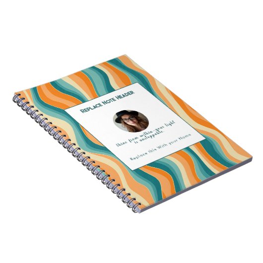 Personalized Orange and Teal Wave Patterned Notizblock (Rechte Seite)