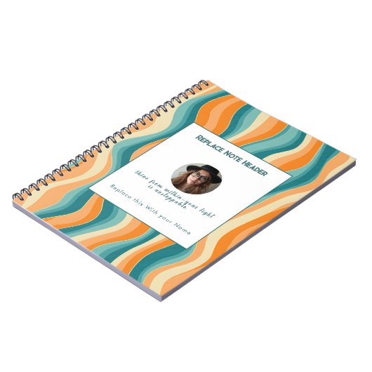 Personalized Orange and Teal Wave Patterned Notizblock (Linke Seite)