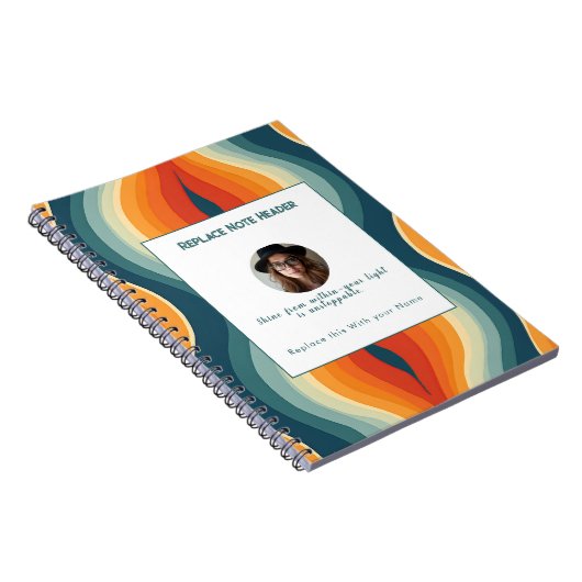 Personalized Orange and Teal Wave Patterned Notizblock (Rechte Seite)