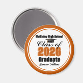 Personalized Orange Class of 2026 Graduation Party Magnet (Vorderseite/Rückseite)