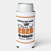 Personalized Orange Class of 2026 Graduation Party Selters Dosenkühler (Seltzer Vorderseite)