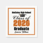 Personalized Orange Class of 2026 Graduation Party Serviette (Vorderseite)