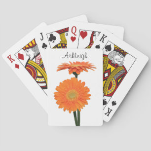 Personalized Orange Gerbera Daisies Playing Cards Spielkarten