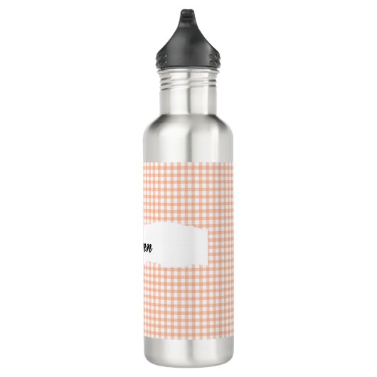 Personalized Orange Gingham Pattern & Custom Name Edelstahlflasche (Rechts)