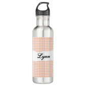Personalized Orange Gingham Pattern & Custom Name Edelstahlflasche (Vorderseite)