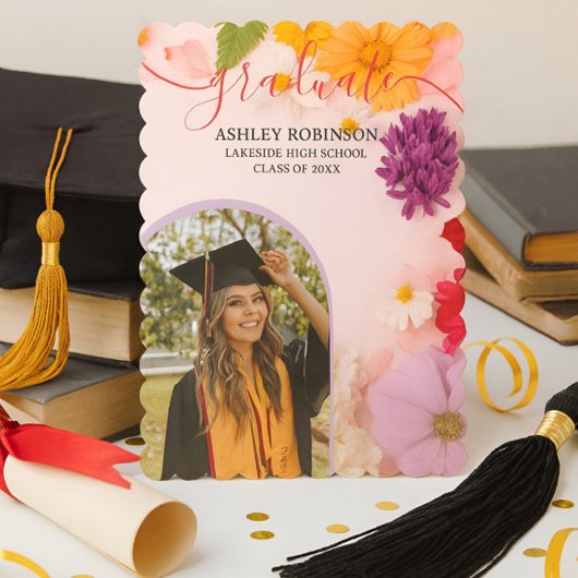 Personalized Orange Nature Floral Graduation Party Einladung